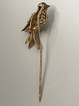 Vintage 14k Yellow Gold & Topaz 3D Figural Bird Designed Stick Pin~6 Grams~2.5”