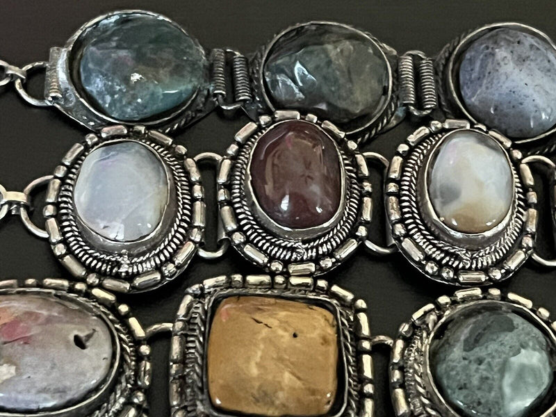 Tribal Bracelet Necklace Mixed Lot Silver  Semi-Precious Stones Artisan Boho