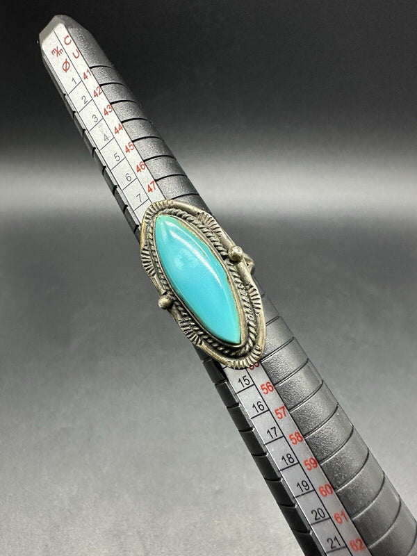 Vintage Native American Sterling Silver Turquoise Ring Size 6 7Gs