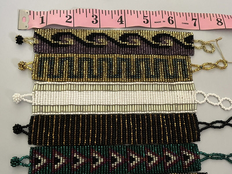 Lot Of 13 Beadwork Seed Beads Bracelets Mixed Jewelry Lot 1” Wide