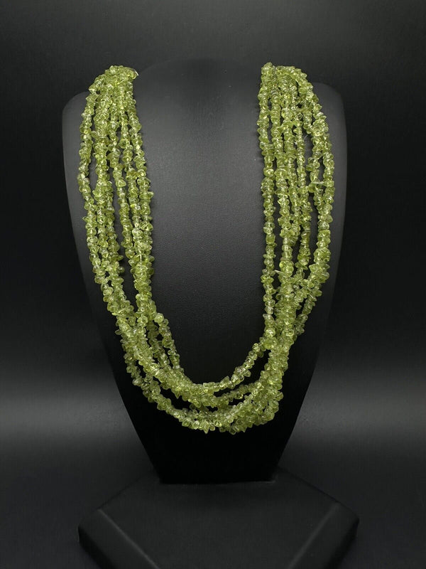 Silpada Sterling Silver Peridot Beaded Multiple Strand Statement Necklace 16”