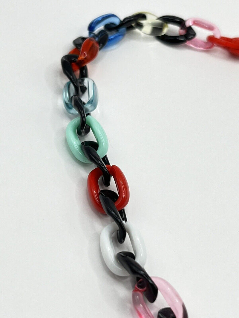 Multicolored Unisex Acrylic Chain Link Necklace 17”~ 4mm Thick~