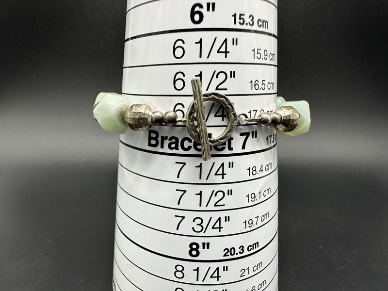 Sterling Silver Amazonite Gemstone Bead Bracelet 6.75” Long 26Gs