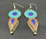 Tibetain Turquoise Coral Lapis lazuli Jewelry Nepali Earrings