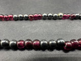 Vintage Garnet Hematite 4mm Beaded Necklace 30”