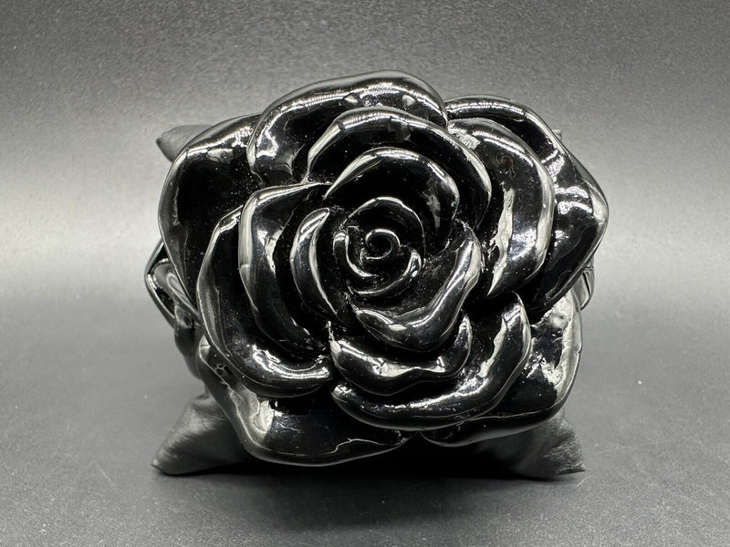 Black Rose Acrylic Statement Bracelet 8”