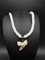 Shark Tooth Pendant Surfer Puka Necklace 17”