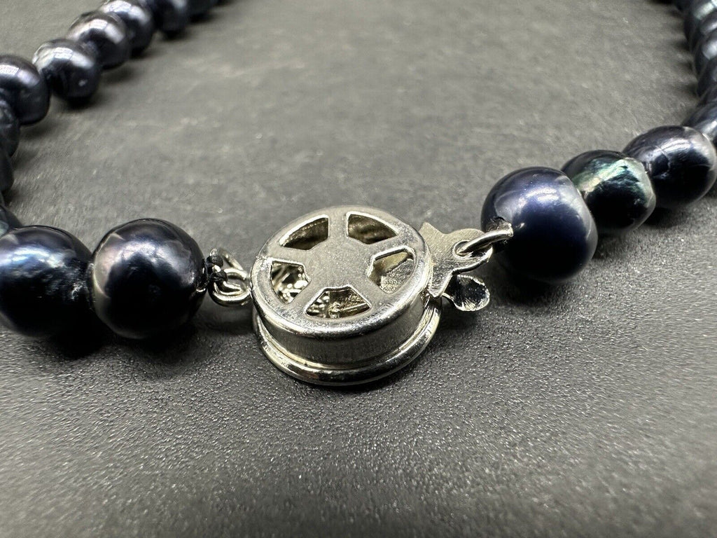 Black Baroque Genuine Pearl Necklace 18”
