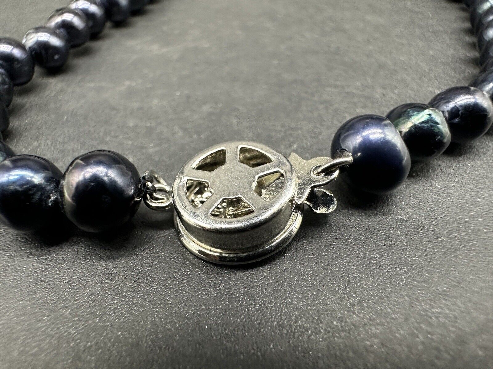 Black Baroque Genuine Pearl Necklace 18”