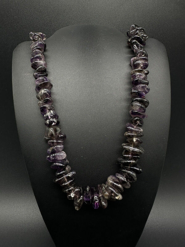 VINTAGE  Chunky AMETHYST BEAD NECKLACE 20”
