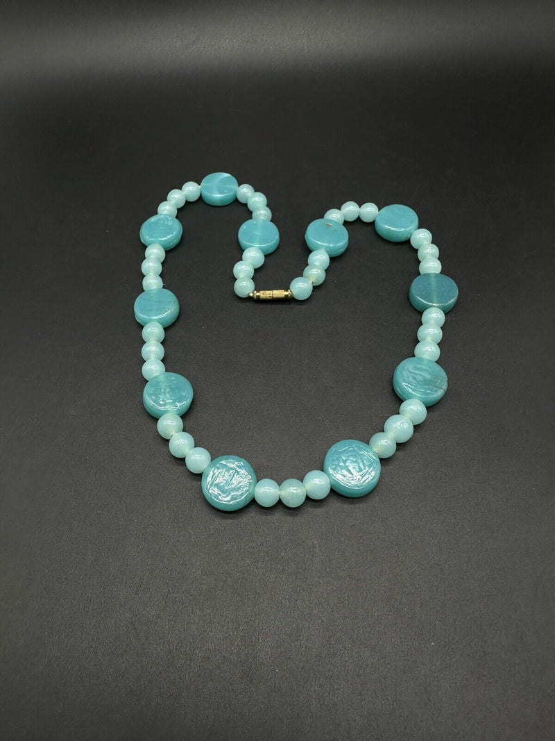 Vintage Amazonite? Gemstone Statement 20” Bead Necklace