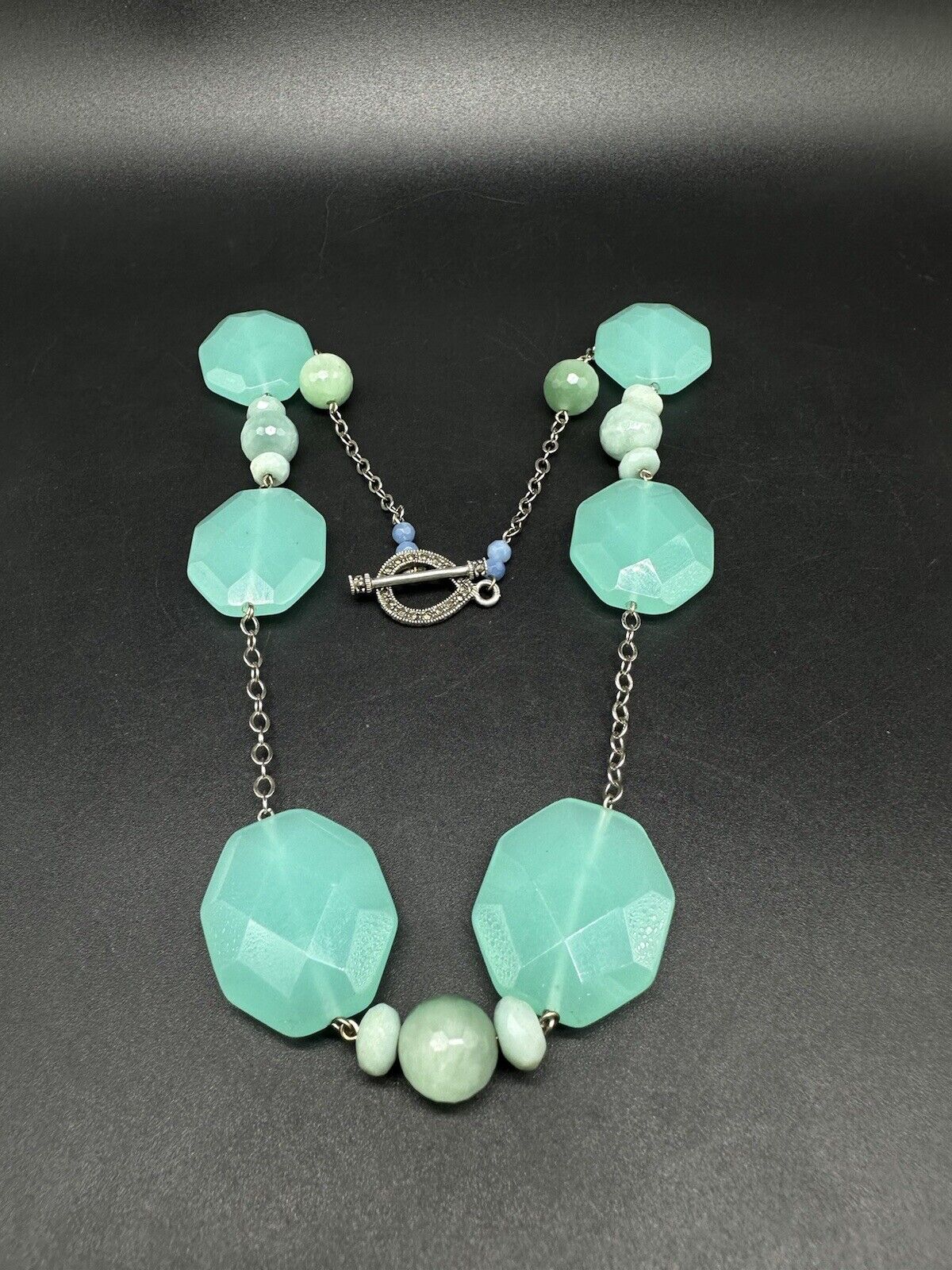 Amazonite 925 Sterling Silver Crystal Gemstone Necklace 22”