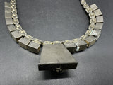 Kafin Ny Vtg Couture Silver Toned Metal & Cabochons Statement Necklace 15”