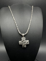 Byzantine STERLING SILVER 925 THAILAND CROSS SCROLL PENDANT NECKLACE 18”~34g