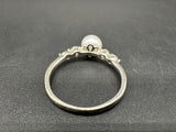 Sterling Silver Pearl Ring Clear Stone (1 Missing) Size 8