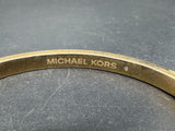MICHAEL KORS Rose Gold Bangle Bracelet Earrings Set Crystals 6.75"