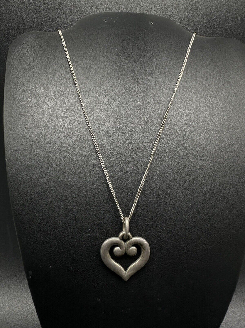 JAMES AVERY Sterling Silver Heart Scroll Pendant on Chain Necklace 18”