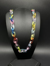 Rainbow Transparent Unisex Acrylic Cable Chain Link Necklace 21”