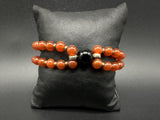 Vintage Carnelian Sterling Silver Magnet Clasp Bead Bracelet 7”