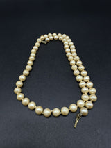 Vintage Genuine Pearl Gold Plated Clasp Necklace 17”