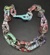 Clear Translucent Cable Link  Multicolor Acrylic Chain Link Necklace 18”