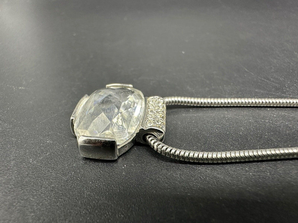 Silver Tone Swarovski CRYSTAL Pendant Necklace 17"
