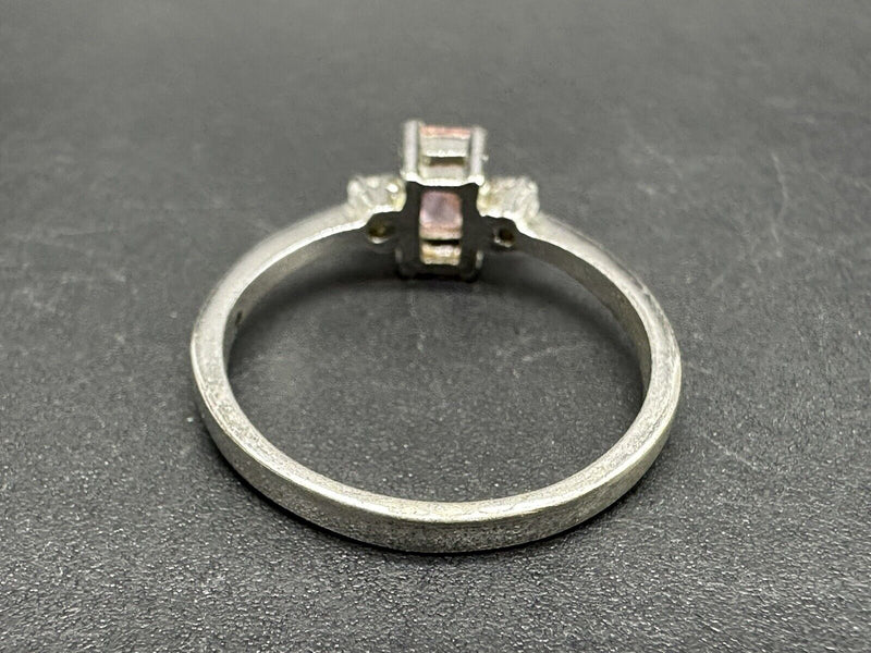 Pink Clear Stone 925 Sterling Ring Sz 8.25