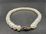 10k Gold Genuine Button Pearl Bracelet 7”