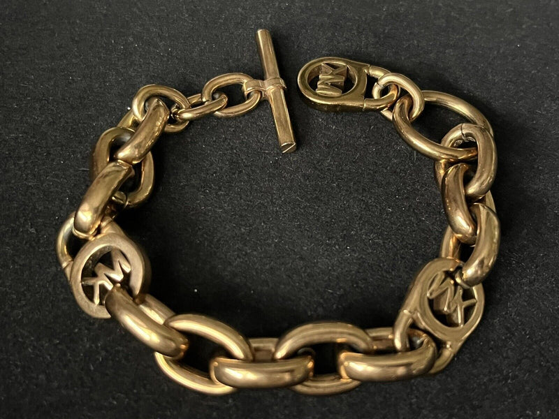 MICHAEL KORS Rose Gold Toggle Chain Bracelet Padlock 6.75”