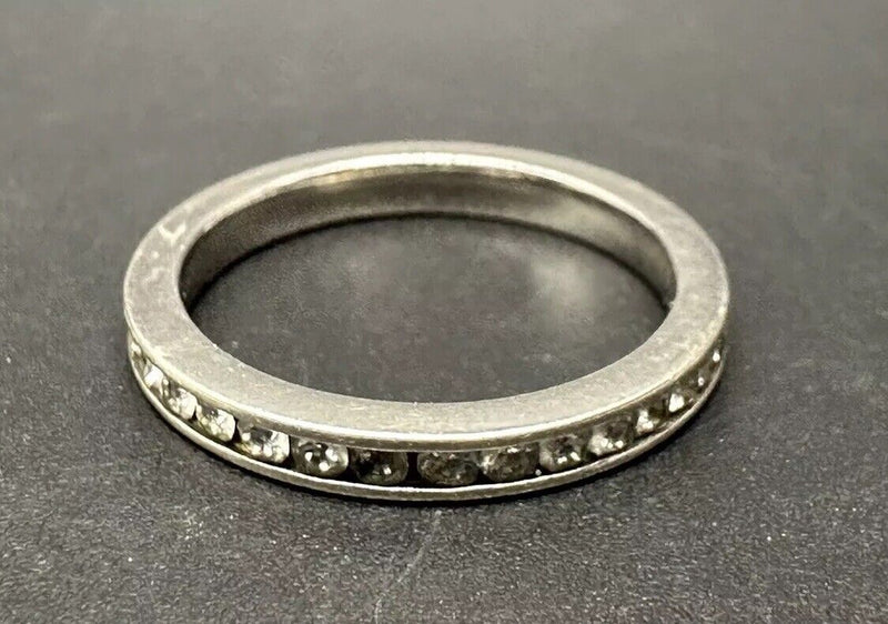 925 Sterling Silver CZ Eternity Band Ring Sz 8.5