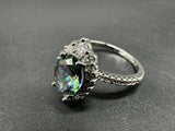 925 Sterling Silver Rainbow Mystical Fire Topaz Wedding Engagement Ring Size 7