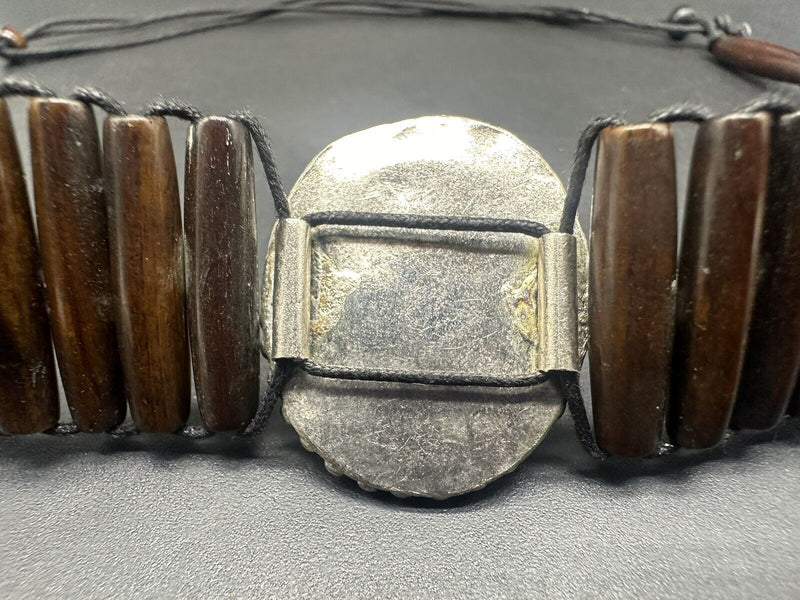Vintage Tribal Southwestern Organic Material Choker necklace , brown-black