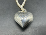 Sterling Silver Genuine Freshwater Pearl Necklace 3D Heart 18” Sterling Pendant