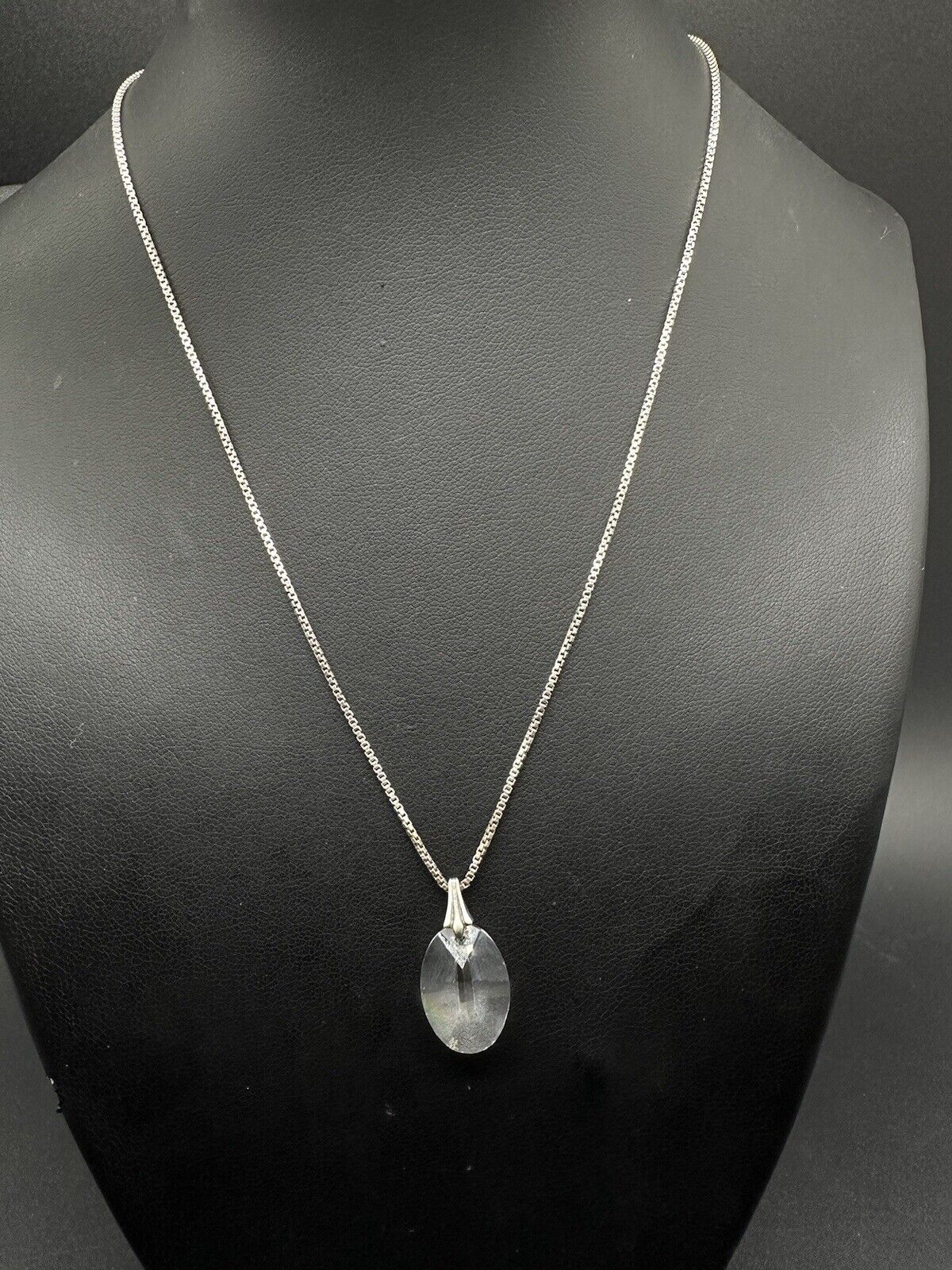 925 Solid Sterling Silver Ice Pendant Necklace 18" 3Gs