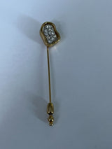 1960'S CROWN TRIFARI GOLD-TONE FINISH RHINESTONE STICK PIN