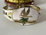 Vintage Cloisonne Enamel Floral Bangle Hinged Bracelet Lot Of 7