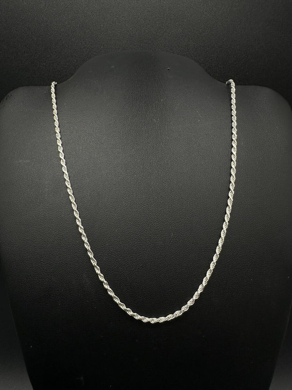 925 Sterling Silver Italy Rope Chain 1.5mm Necklace 18” 5Gs