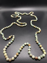 Amazonite Gemstone Matte Stones Extra Long Knotted Bead Necklace 60" Long