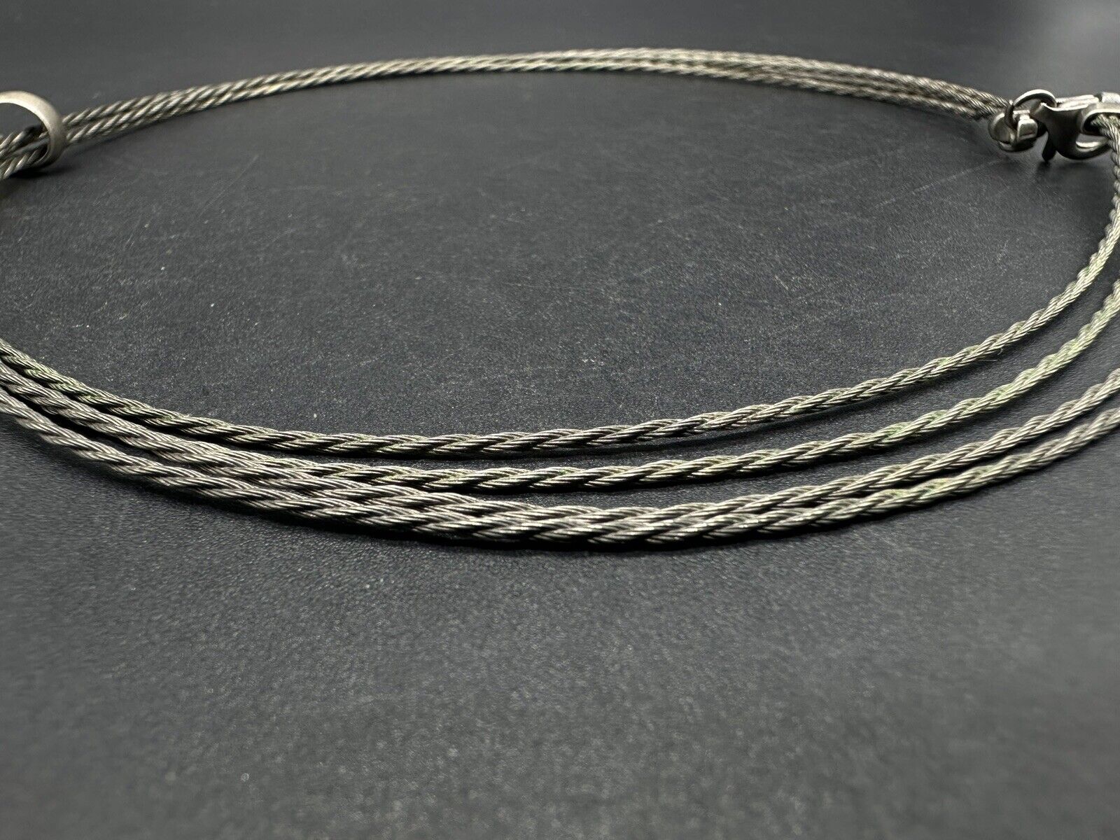 3 Strand .925 Pendant 15” Choker Necklace 19Gs