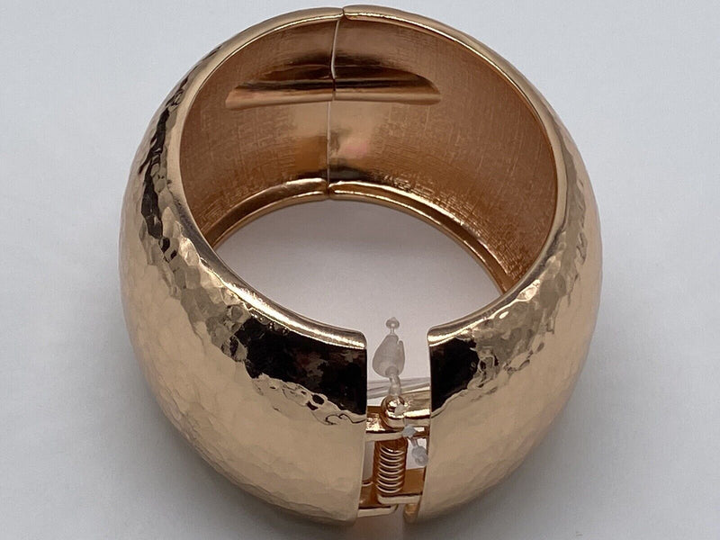 New Hammered Copper Tone Chunky Hinged Clamper Bangle Bracelet