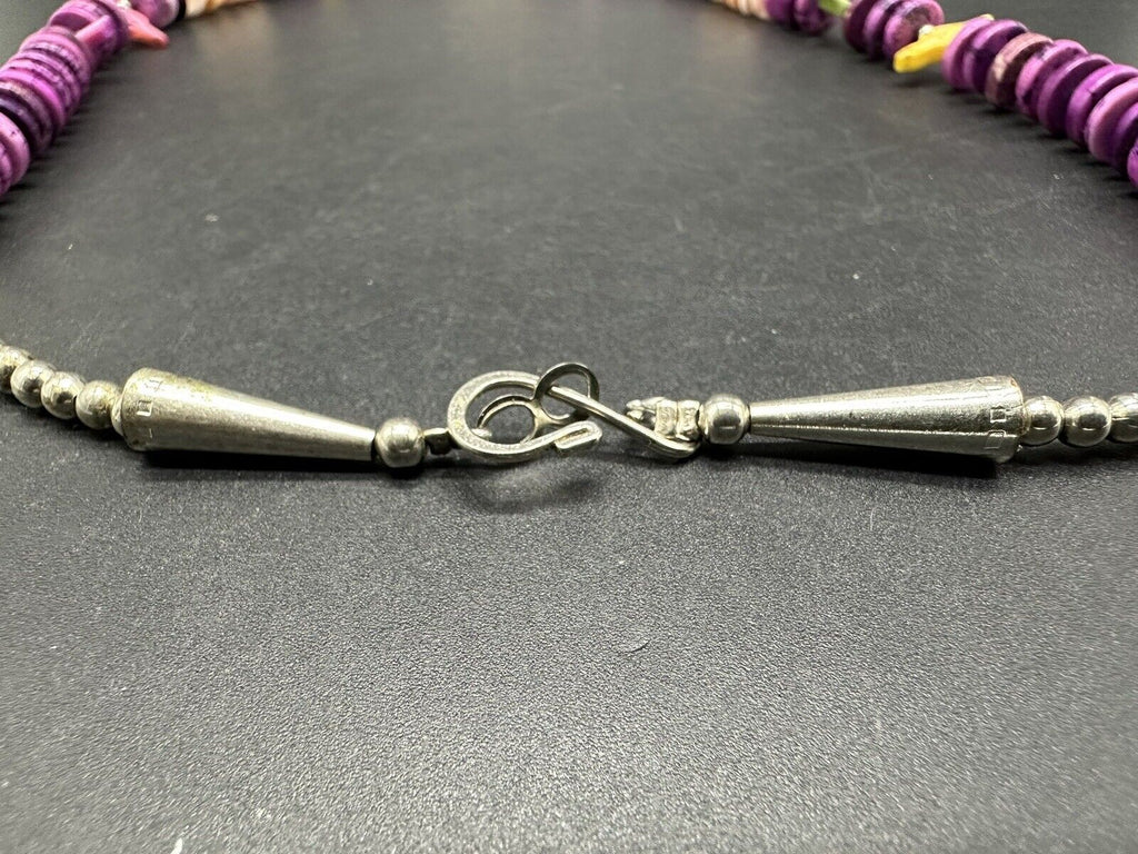 Fetish Birds  Shell Purple Bead Necklace 24” STUNNING!