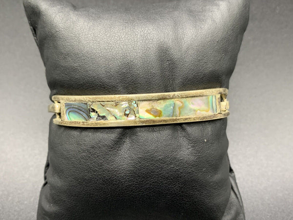 Vintage Jewelry Hinged Bangle Bracelet Mexico Blue Enamel