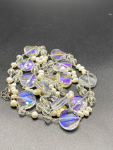 Vintage Silver Aurora Borealis 925 Sterling Silver Bead Pearl Necklace 17-18"