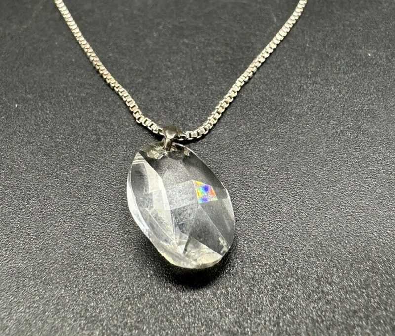925 Solid Sterling Silver Ice Pendant Necklace 18" 3Gs