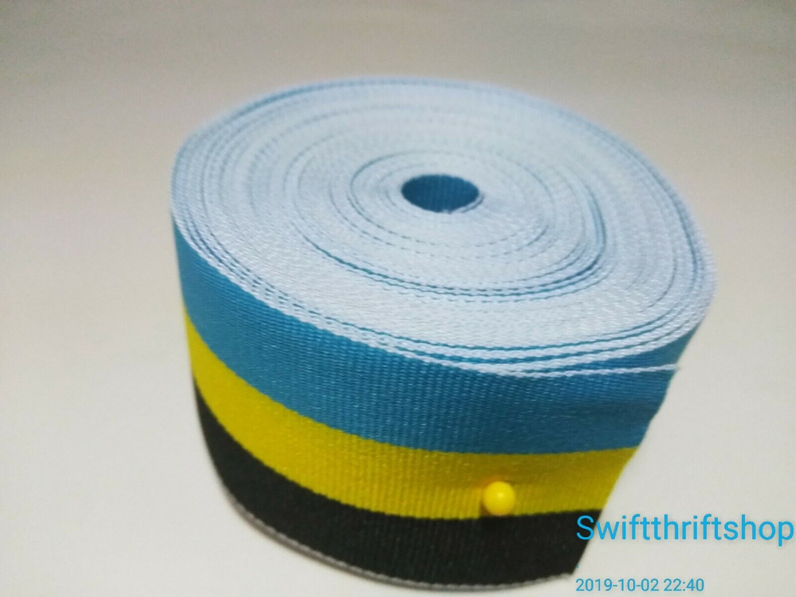 GROSGRAIN RIBBON Multi Color STRIPES Turquoise Yellow Black 1.5" Wide 20 Yards