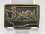 Washington State Square Dancer Solid Brass Belt Buckle Handmade 1981