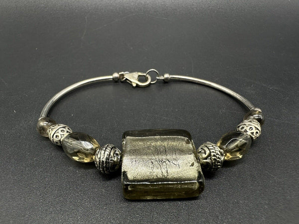 Vintage Handmade Fine Silver Beaded Bracelet 16Gs 7.25”