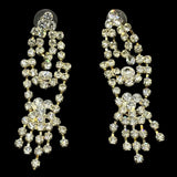 VINTAGE RHINESTONE CLEAR DROP DANGLE EARRINGS 3” Long