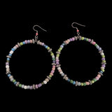 Handmade Crazy Mix Hoop Bead Earrings Pastel Multicolor 2.5"~Cute~