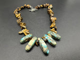 Vintage Semi Gemstone Beaded Necklace Tiger Eye 16”